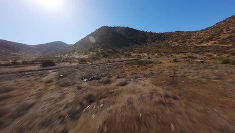 FPV-flight-over-Cajon-del-maipo-hill,-Santiago,-Chile