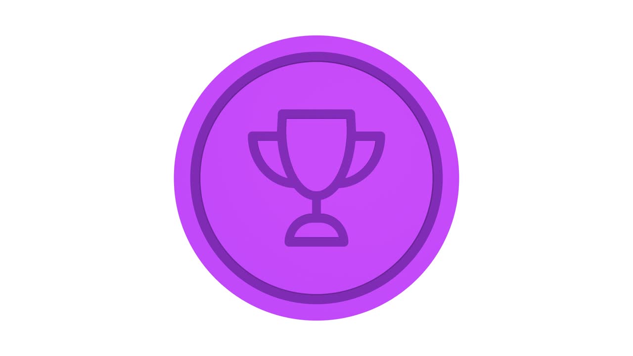 Winner Cup 3d icon. Purple color. Alpha channel