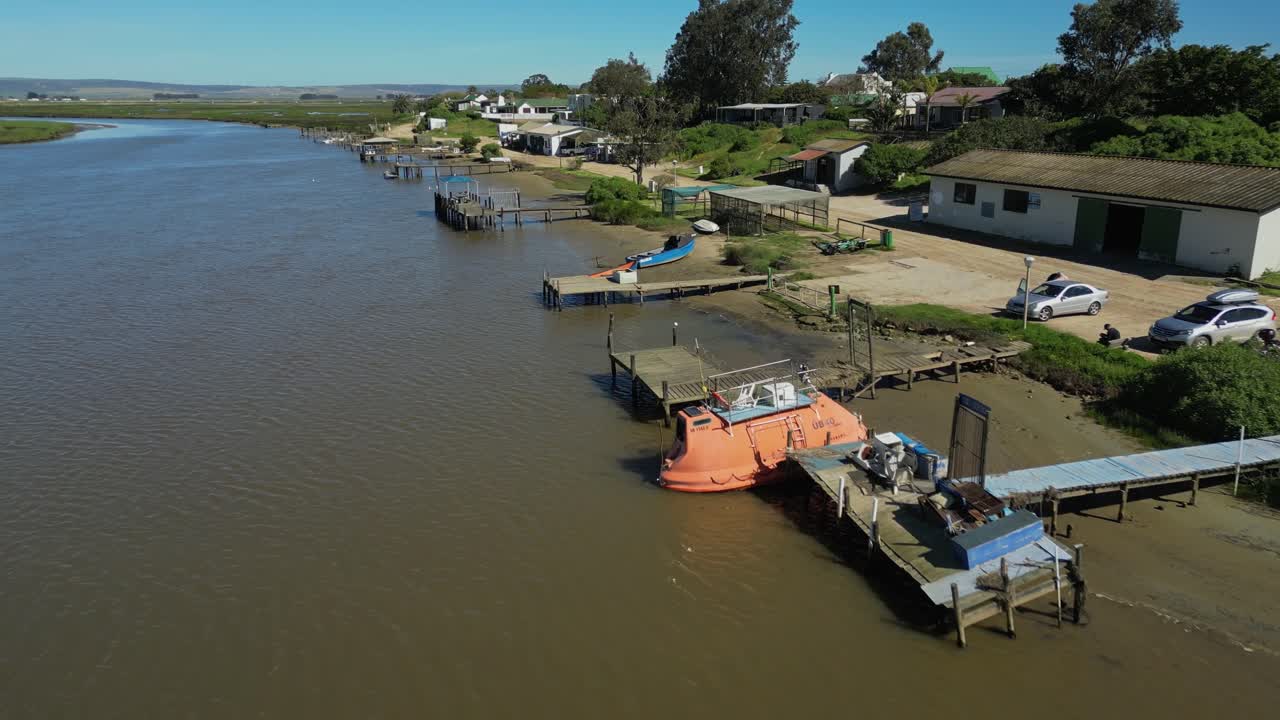 Aerial View of a Peaceful Riverside Village