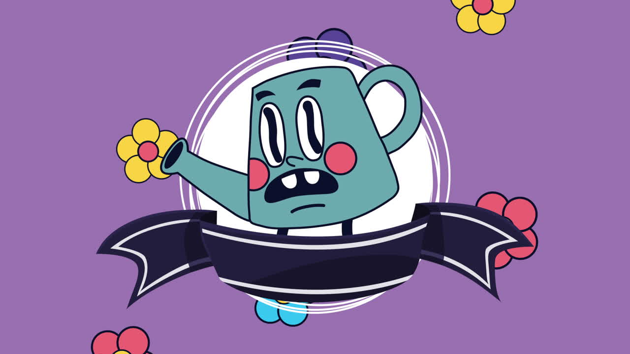 кавайский персонаж с распыляющим водоем