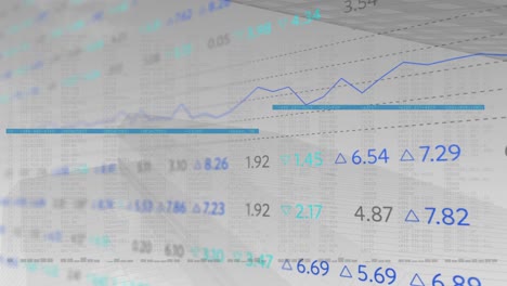 animación digital del procesamiento de datos del mercado de valores contra el procesamiento de datos en fondo blanco
