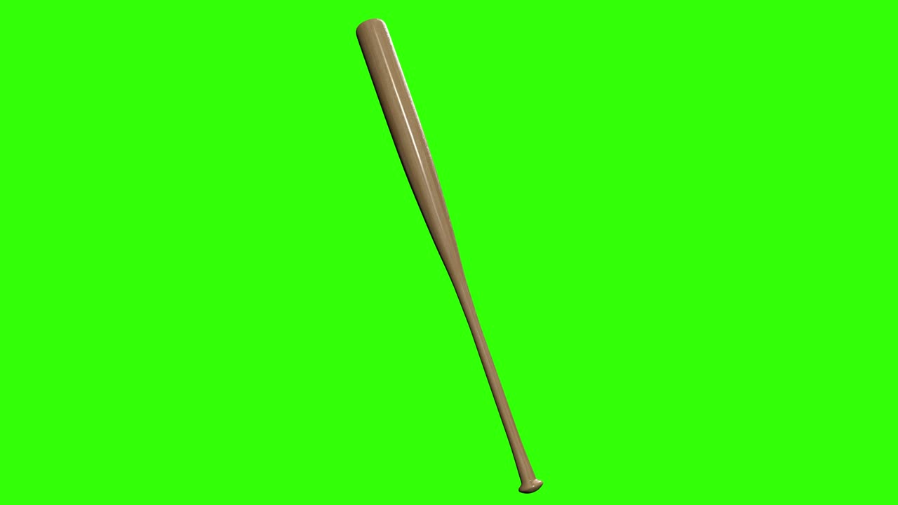 Baseball bat spinning on green screen background 4k footage