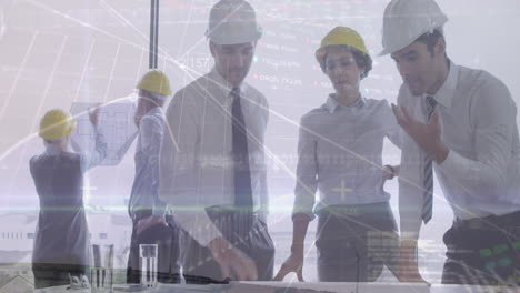 animación de tableros de negociación, gráficos, conocimiento informático sobre diversos ingenieros contra molinos de viento.