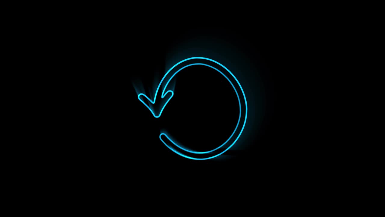Glowing neon line Arrow icon isolated on black background. Direction Arrowhead symbol. Motion graphics