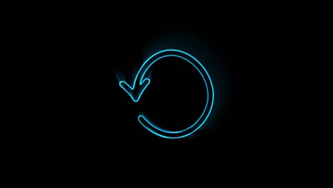 icono de flecha de línea de neón brillante aislado en fondo negro. símbolo de la punta de la flecha de dirección. gráficos de movimiento