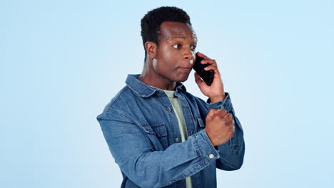 Phone-call,-stress-and-frustrated-black-man