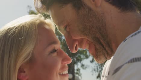 young couple in love smiling