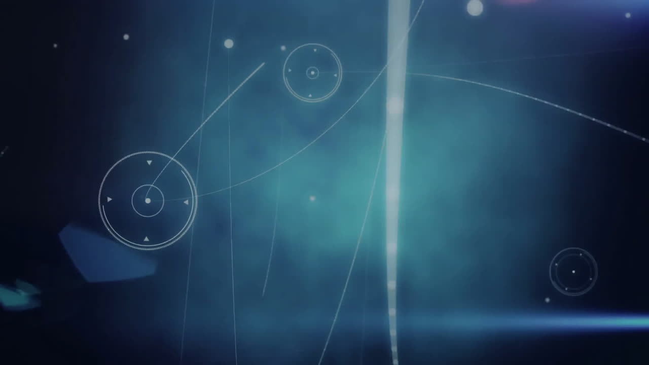 Animation of connections and digital data processing over blue background