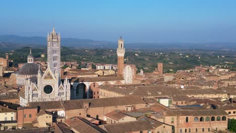 fabulous aerial top view flight medieval town siena tuscany italy