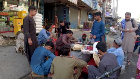 selling rice in a crowded bazaar