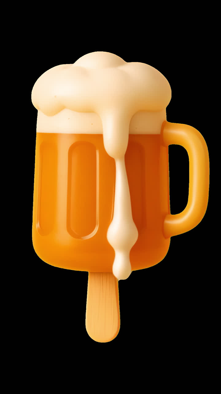Animazione creativa di illustrazione di ghiacciolo alla birra, risorsa isolata, video 4K trasparente, canale alfa