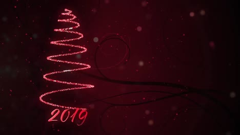 2019 and christmas tree in red