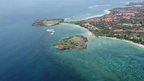 luxury escape: aerial 4k drone footage of nusa dharma and peninsula islands near nusa dua, bali