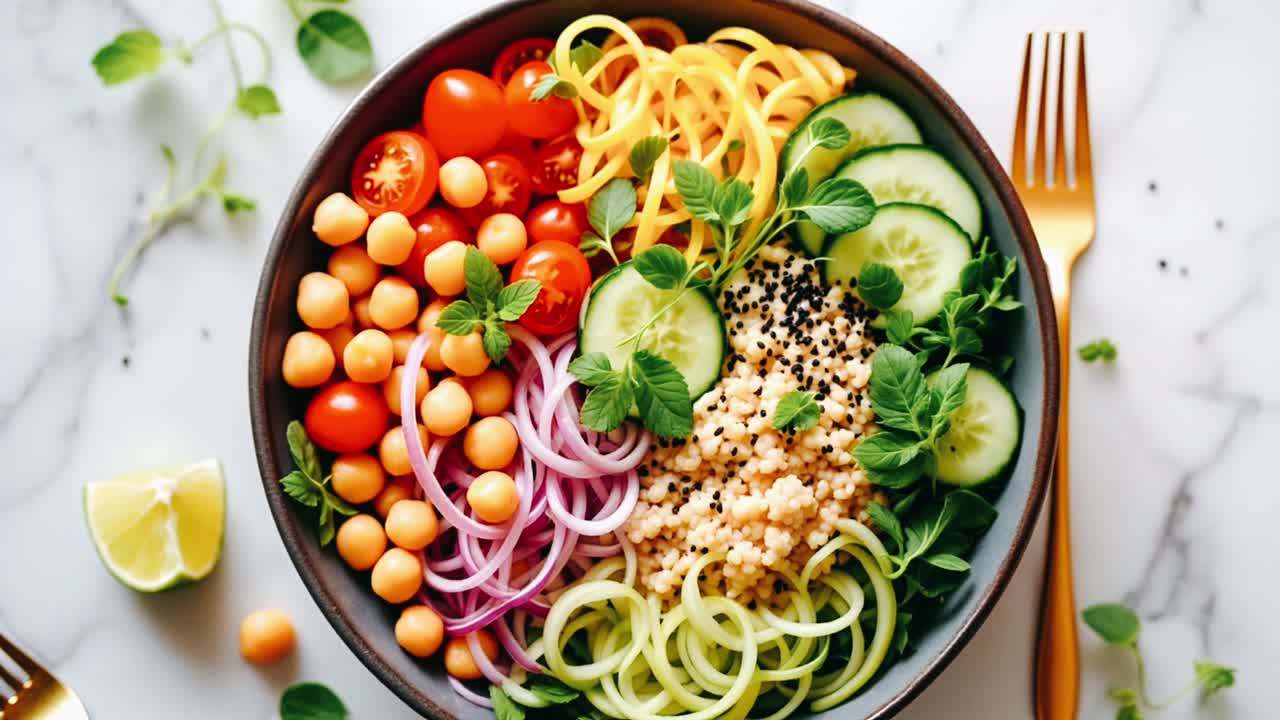 Colorful and Healthy Mediterranean Salad Bowl