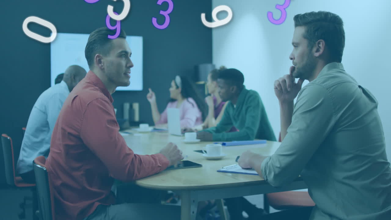 números de animación sobre diversos equipos de negocios que se reúnen en la oficina