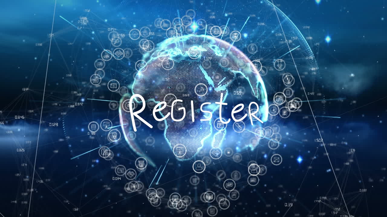 전 세계에 대한 레지스터 텍스트의 애니메이션