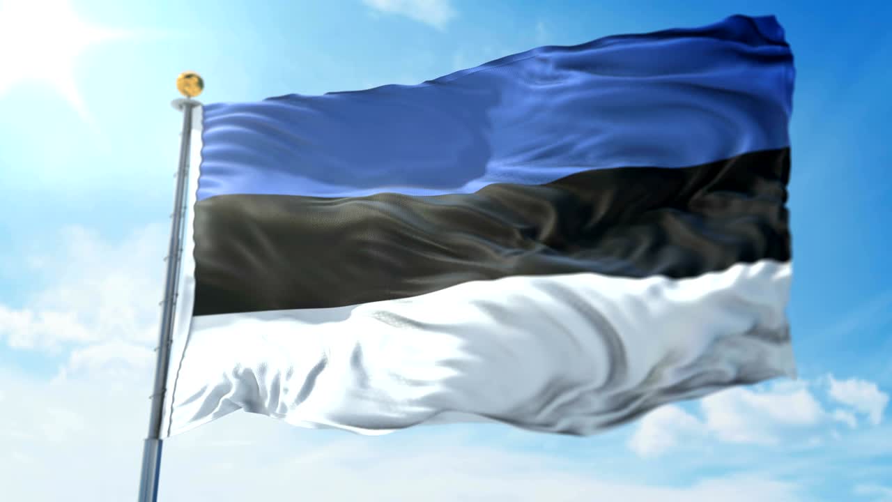 bandera de estonia bucle sin costuras vídeo de renderización 3d. hermoso bucle de tela textil agitando