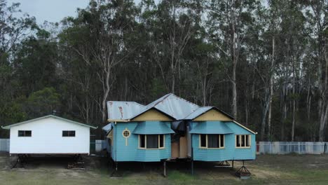 traditional australian holiday raised wooden bungalow in queensland countryside, australia