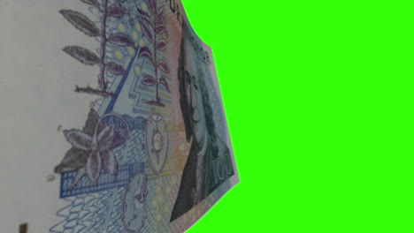 close-up of swedish 100 kronor banknote on green screen