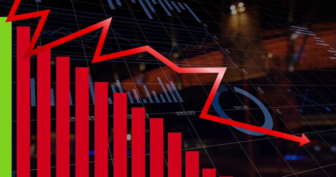 Animation av statistik med röd linje och databehandling över rutnät