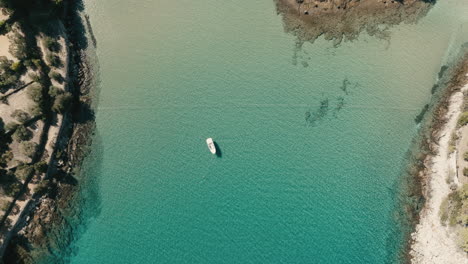 aerial view of a bay with a boat