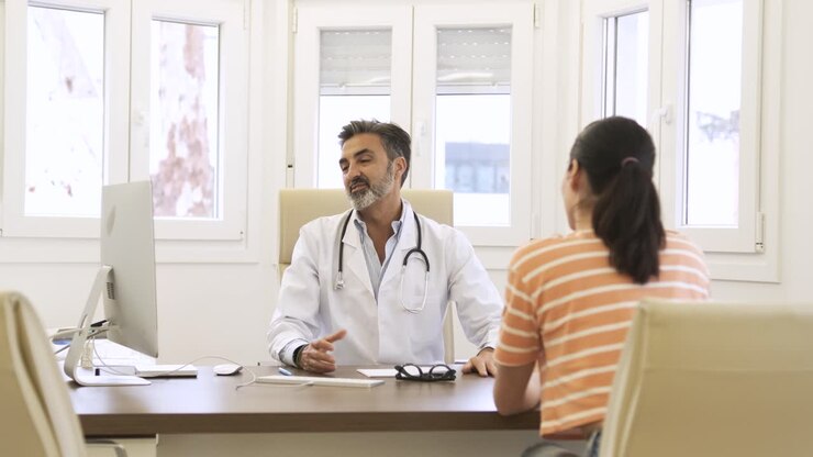 Doctor and patient discussing health problems