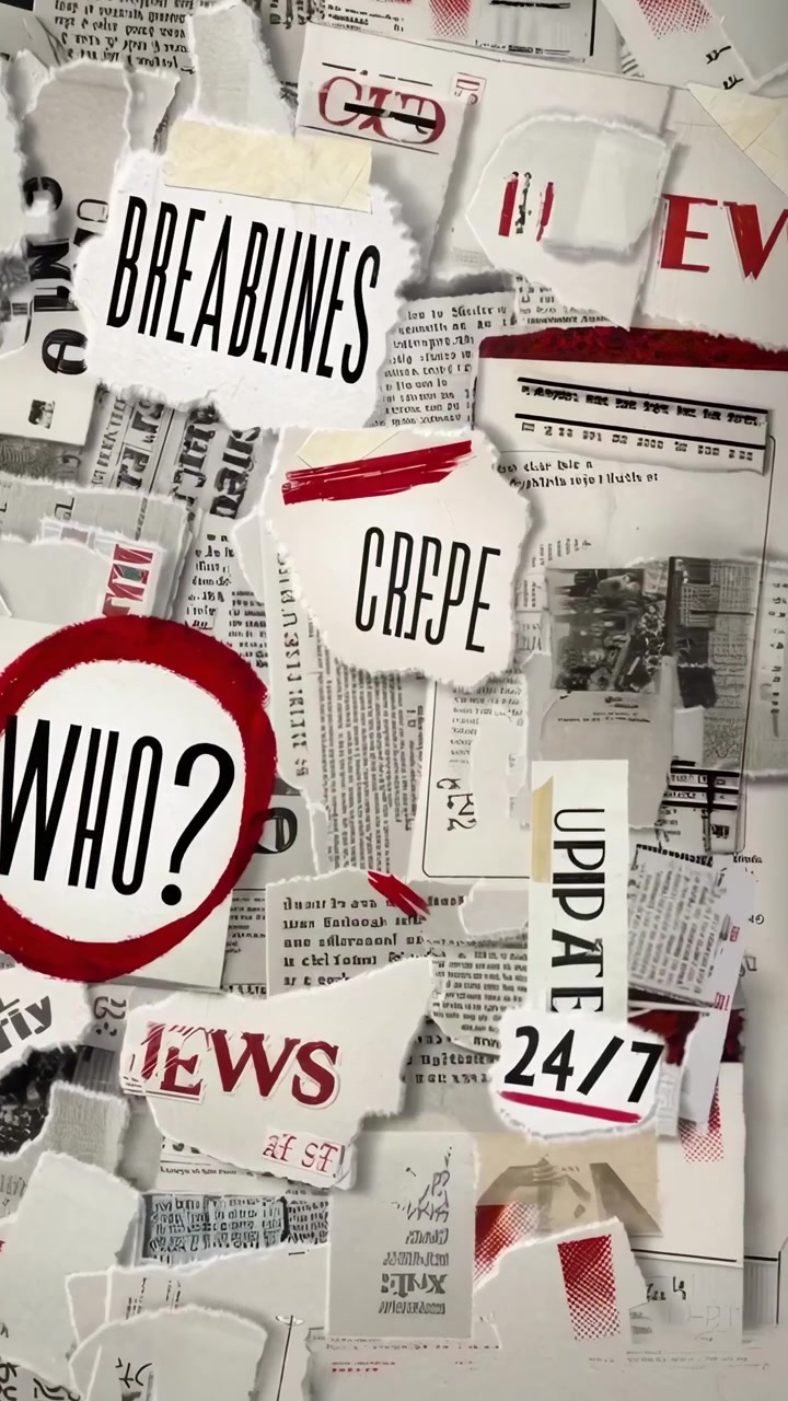 Colagem de manchetes de jornal e texto de notícias de última hora.