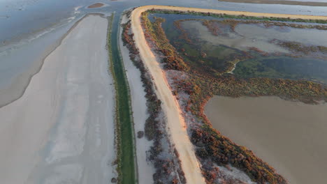 aerial view of a beautiful landscape of the marshes of spain