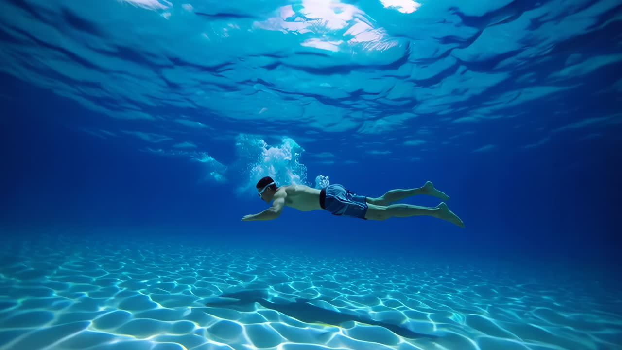 Man swimming underwater