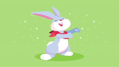 happy easter card with cute rabbit