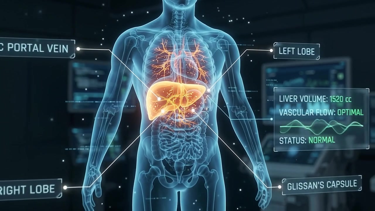 Holographic Medical Scan of Human Liver in Laboratory