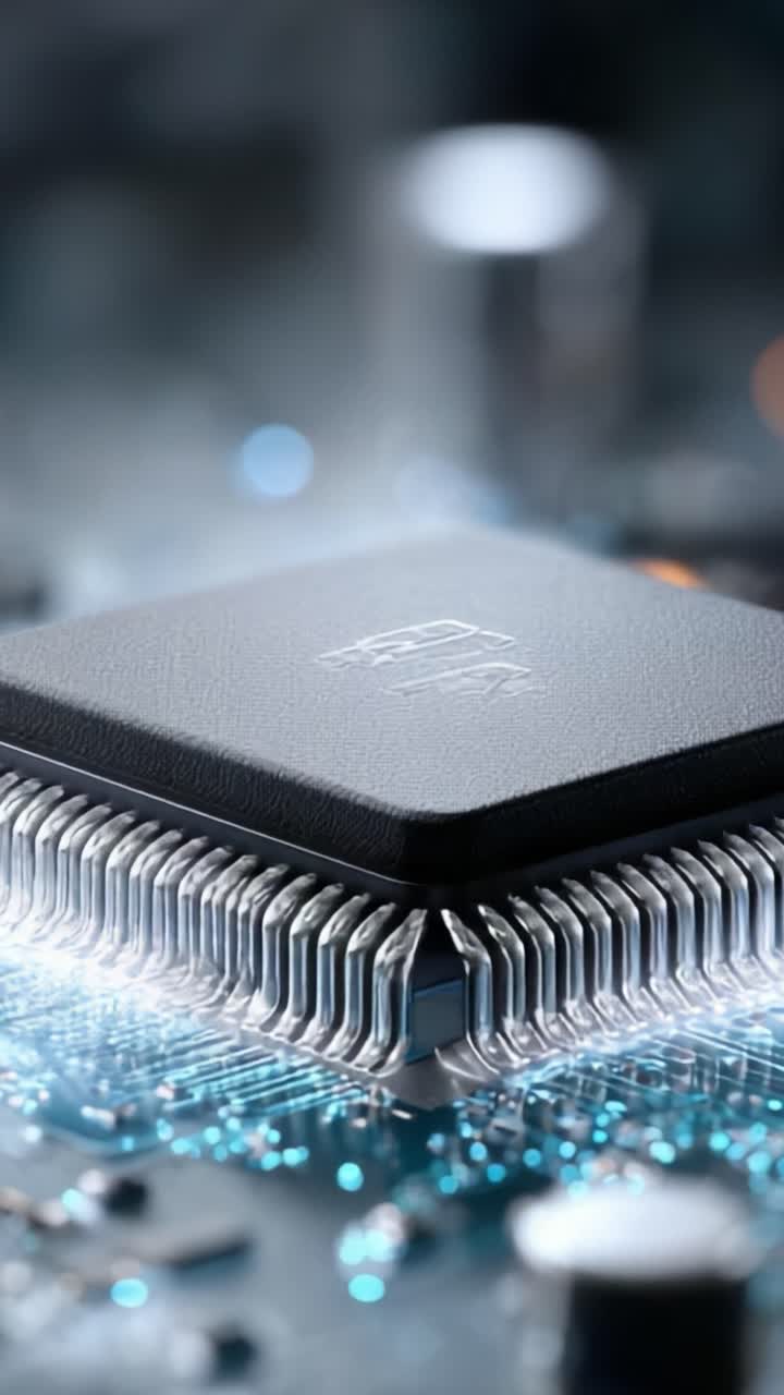 Detailed Close-Up of a High-Performance Microprocessor Embedded in a Circuit Board, Highlighting Advanced Technology and Precision Engineering