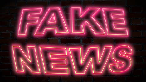 Fake-News-Text-In-Neonfarbenen-Lichtern,-Der-Sich-Dick-Und-Dünn-Bewegt,-Nahtlose-Computeranimation