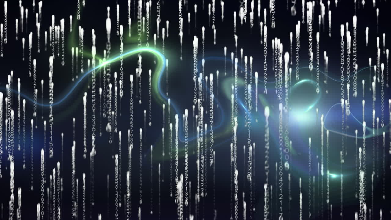 흐르는 정보와 함께 빛나는 연기의 흐르는 트레일의 애니메이션