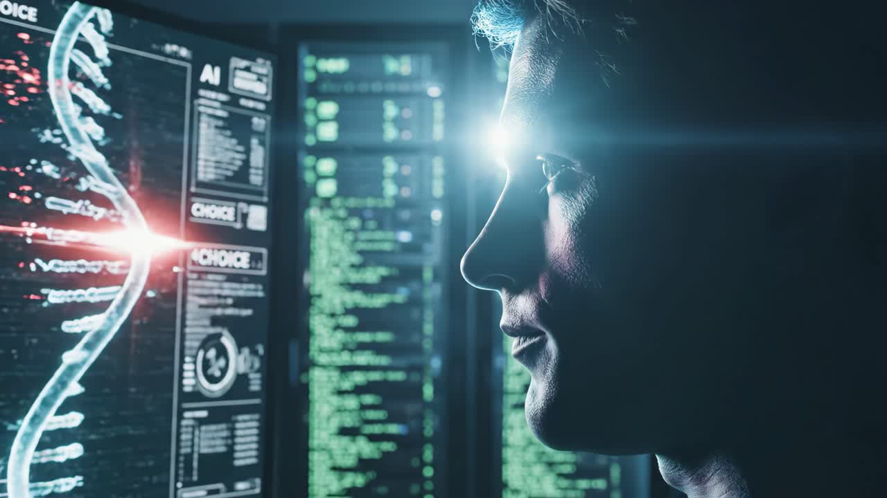 Scientist analyzing DNA code