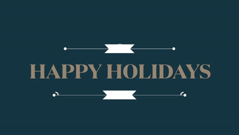 elegant white and gold happy holidays sign on blue background