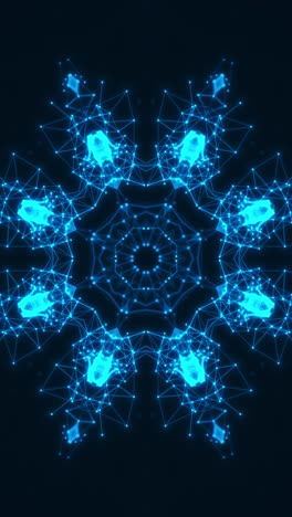 vj loop blue neon kaleidoscope. vertical looped video