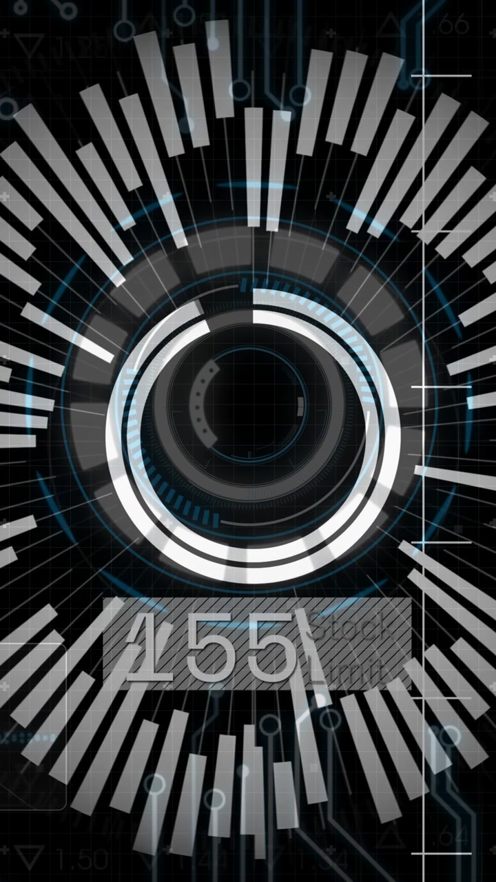 Circular bar graph showing financial data overlay with futuristic animation elements
