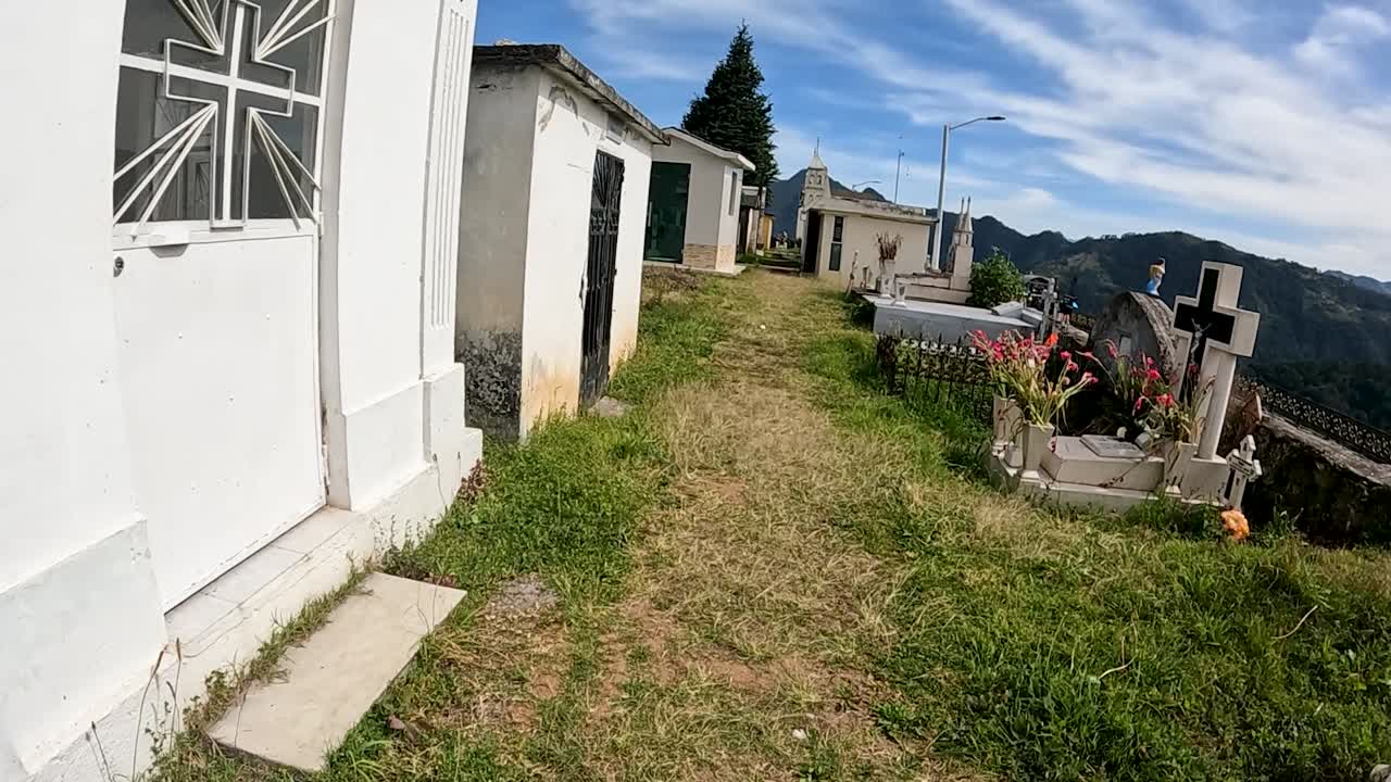 Exploring a Traditional Mexican Cemetery During the Day in a Peaceful Town