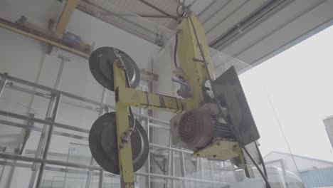 Window glass factory, transporting glass robotic machine