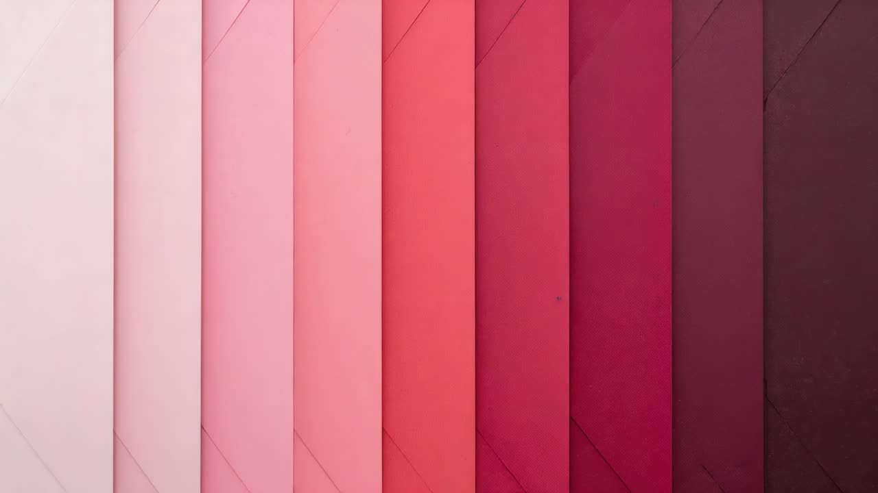 Pannelli stretti rosa e verde acqua ad anello che si spostano a sinistra su uno sfondo digitale, con giunture e ombre