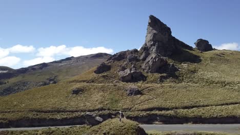 majestic steep rocky cliffs in ecuador, flying forward view