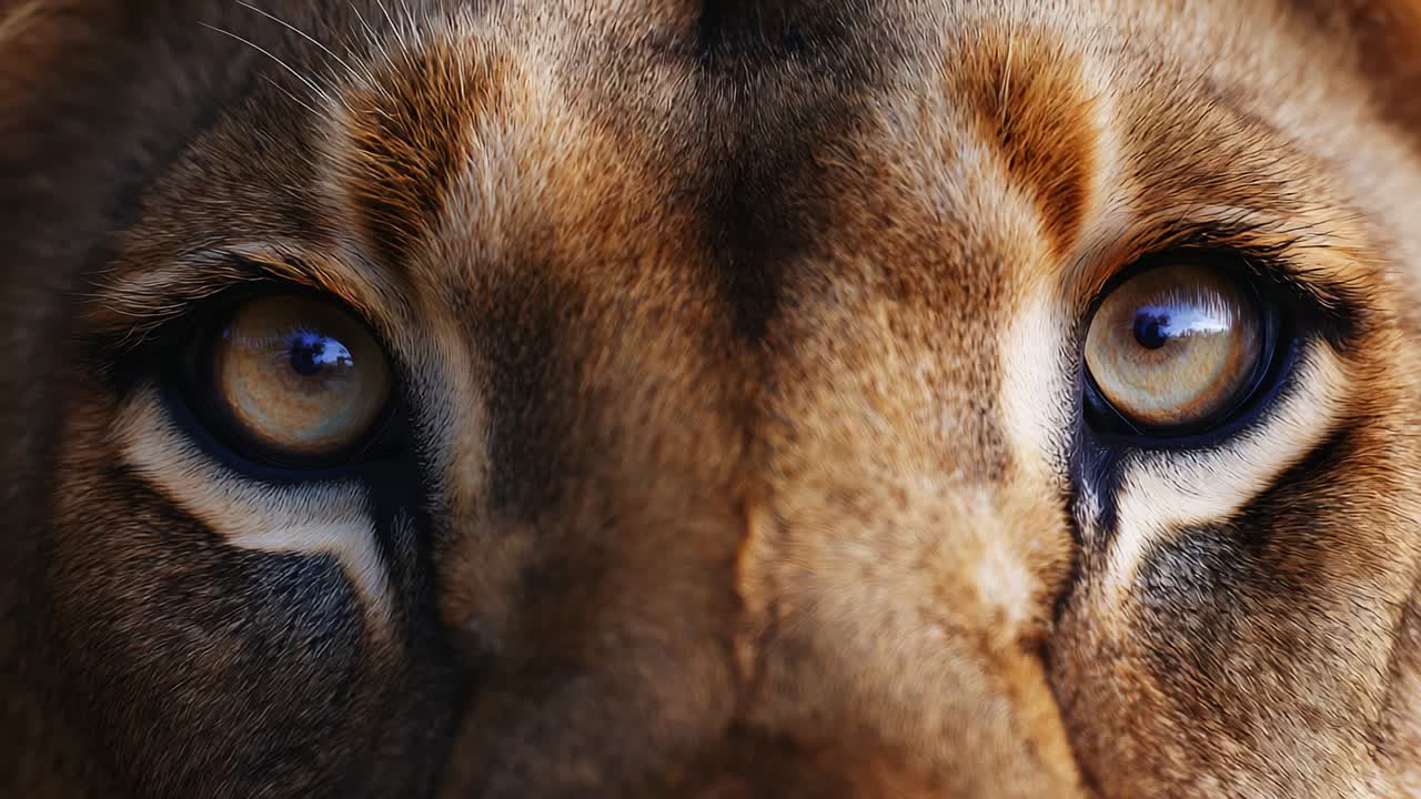 Capturing the Majesty: Close-Up Frames of a Lion's Intense Gaze Showcasing the Beauty and Intricacies of Its Striking Eyes, Full of Character, Emotion, and Wild Nature, Enchanting Viewers with Every Detail