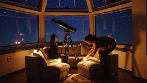 couple stargazing at night