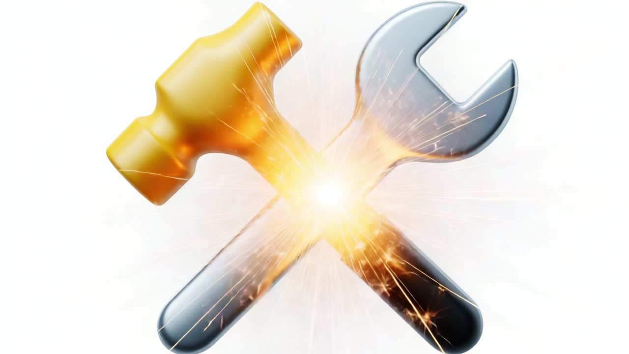 The Dynamic Duo of Repair: A Hammer and Wrench Collide in a Spark of Innovation for Craftsmanship and Maintenance