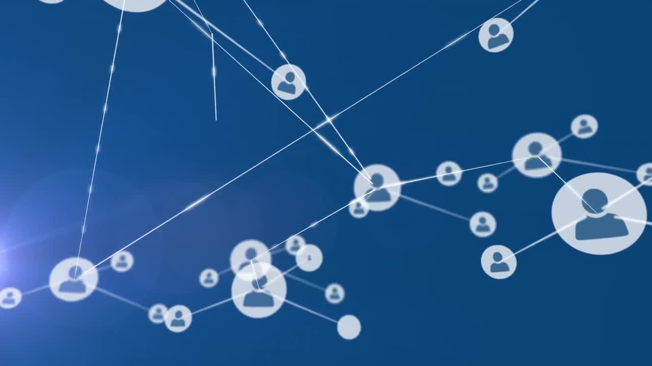 video compuesto digital de la red de conexiones contra un fondo azul