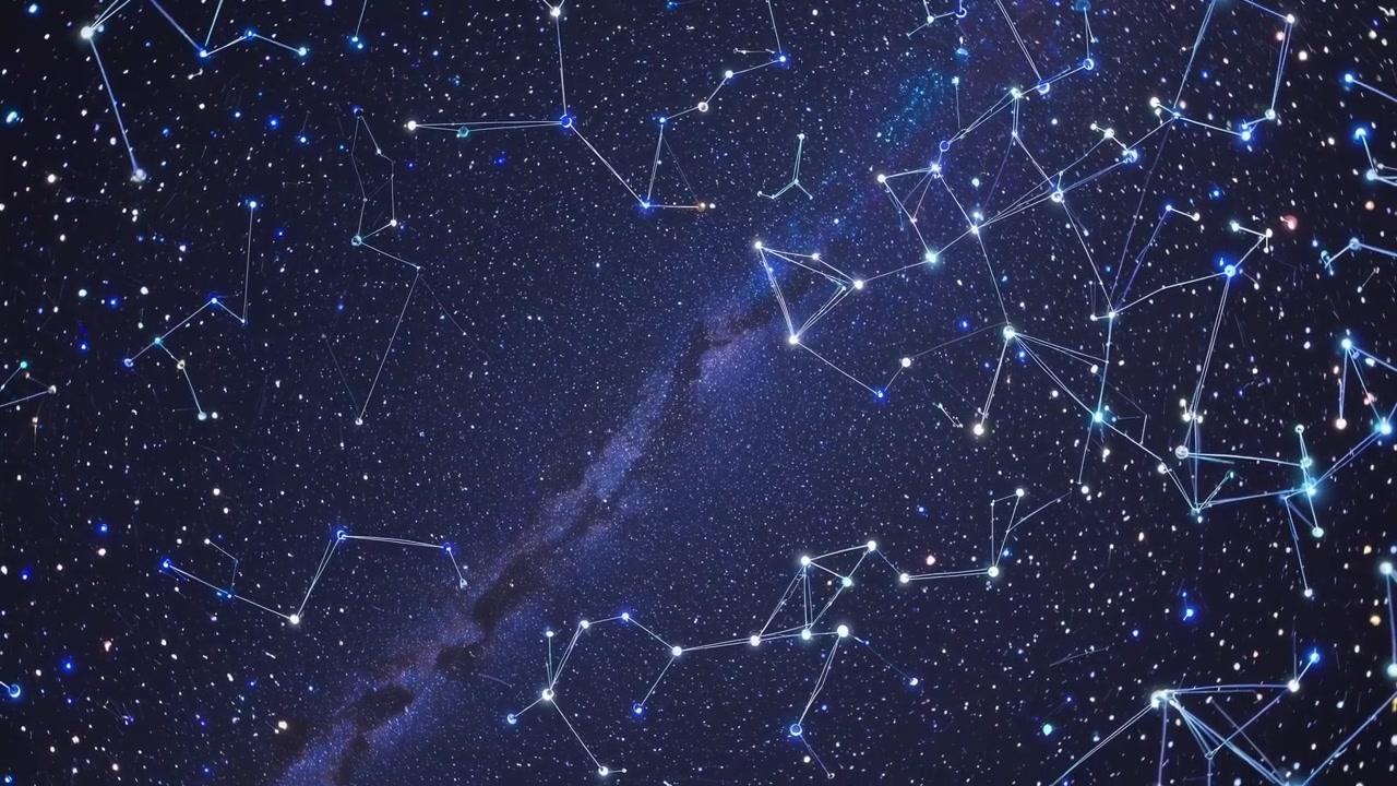 Constelaciones brillantes y red estelar en la Galaxia Vía Láctea