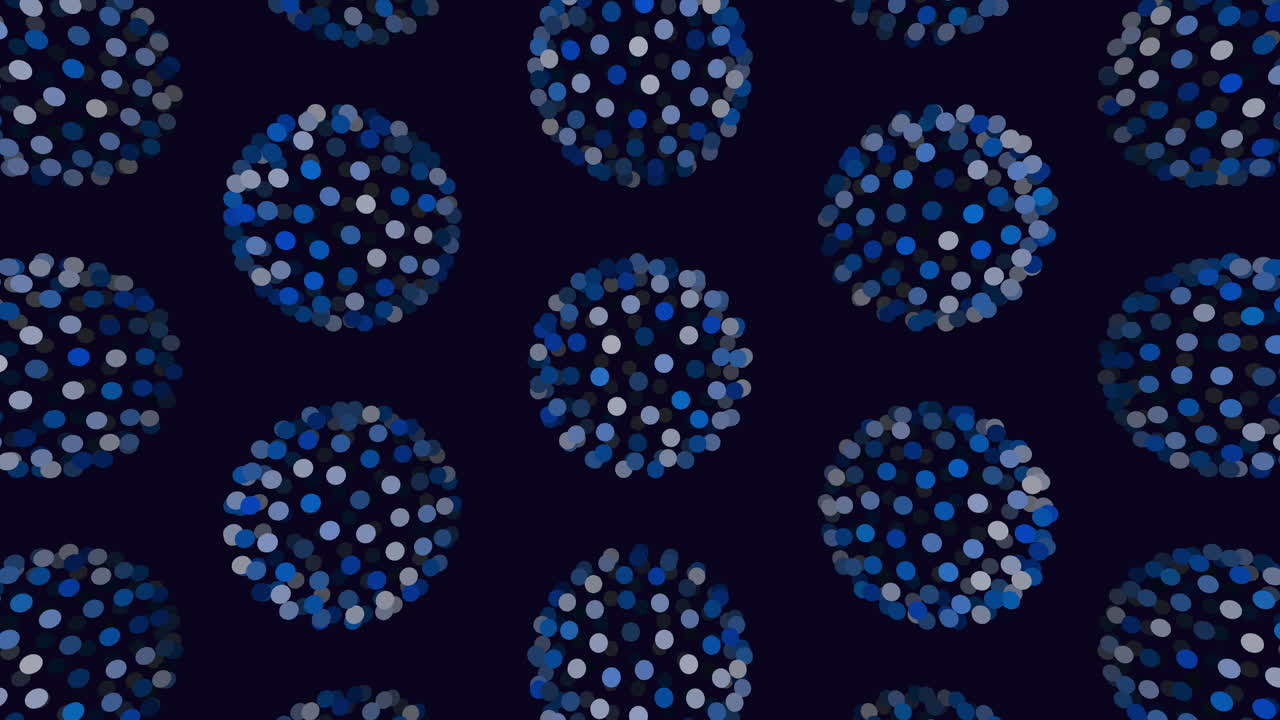 Whimsical blue polka dot pattern on dark background
