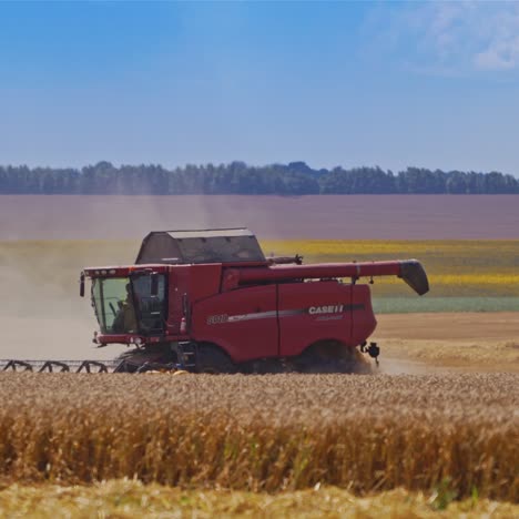 harvester machine working in field