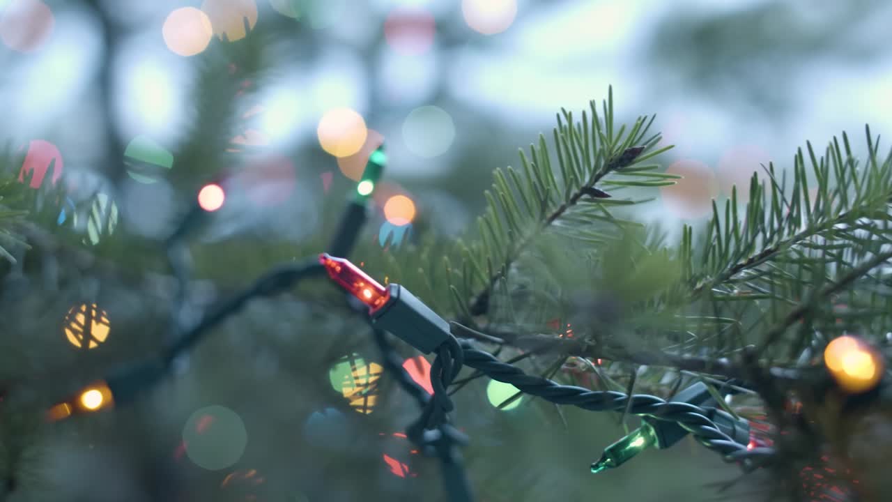 Magical Christmas Lights on Tree Branch